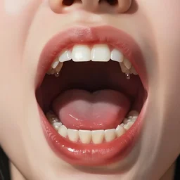 wide open wife mouth, close - up, cry, cruelty, defiant, pin - up, full lips, symmetrical teeth, light effect, hyper detailed, intricate, elegant, highly detailed, digital painting, artstation, concept art, matte, sharp focus, illustration, by dan mumford, yusuke murata, makoto shinkai, ross tran
