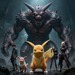 A portrait of a monstrous    Pokémon by Greg Rutkowski, Sung Choi, Mitchell Mohrhauser, Maciej Kuciara, Johnson Ting, Maxim Verehin, Peter Konig, Bloodborne, 8k photorealistic, cinematic lighting, HD, high details, dramatic, dark atmosphere, trending on artstation