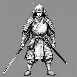 samurai in darkest dungeon style, heavy lines
