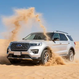 2018 Ford Explorer, car photography, desert, throwing sand