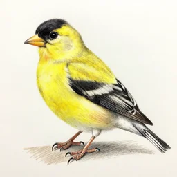 color pencil drawing of an american goldfinch