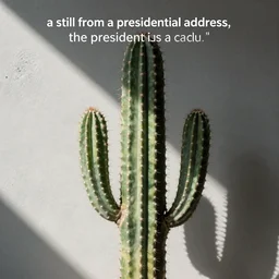 “ a still from a presidential address, the president is a cactus ”