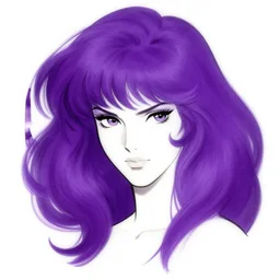 purple voluminous hair, strong line, vibrant color, beautiful! coherent! by frank frazetta, high contrast, minimalism