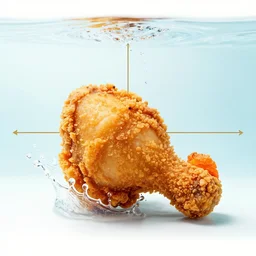 fried chicken, splash underwater! photoshop edit, golden ratio