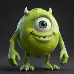 a film still from a horror movie featuring a lime monster, scars on his face, 3 d render, blender