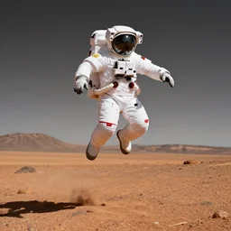 astronaut jumping high on mars by moebius