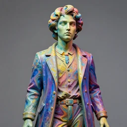 a statue of an amazing person photorealistic and psychedelic