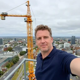 james kingston on top of a crane selfie
