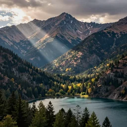 mountains, trees, and lake, from the tv show friends