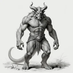 full body, grayscale, Gustave Dore, James Daly, muscled humanoid balrog demon, horns, heroic pose, swirling flames