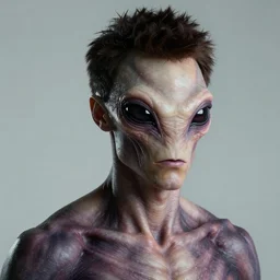 a hyper realistic portrait of a handsome male alien