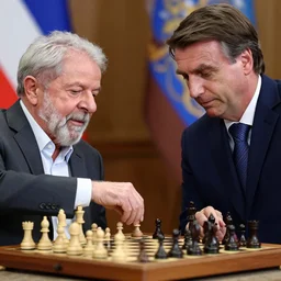 photo of luis inacio lula da silva and jair bolsonaro playng chess, detailed 4 k