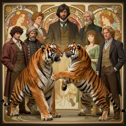 a fighting tiger, highly detailed vfx portrait, unreal engine, greg rutkowski, loish, rhads, caspar david friedrich, makoto shinkai and lois van baarle, ilya kuvshinov, rossdraws, elegent, tom bagshaw, alphonse mucha, global illumination, detailed and intricate environment.