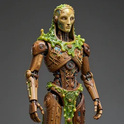 masterpiece ultrarealistic ultradetailed stefan gesell medium shot statue wooden robot cyberpunk of slime catholic veiled, intricate, elegant, vegetal, monumental, funny lighting, greg rutkowski, immerse, 2 3 th, special effects makeup, maximalist, glittering,, hyperreal,, alphonse mucha josan gonzalez