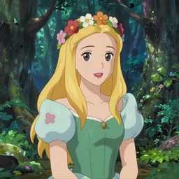 portrait of elle fanning as princess aurora, wearing a flower crown, mystical forest background, rich vivid colors, ambient lighting, dynamic lighting, 4k, official media, anime key visual, makoto shinkai, ilya kuvshinov, lois van baarle, rossdraws, detailed, trending on artstation