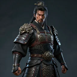 old wuxia warrior in ceremonial armor. dark fantasy. digital art. high detail. sharp focus. high resolution. by a. j. manzanedo