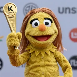 [ grimes as a muppet ]!!, 4 k photorealistic! photography, trending on [ unsplash ], contest winner, award winning, [ 4 k ]!