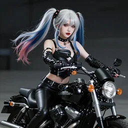 ultra super hyper beautiful cosplay on black harley queen, high detail of the face, full body, high detail, high modernization, cinematic, dynamic lighting, ultra mega super hyper realistic