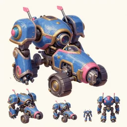 game asset of elven vehicles and mech, big medium small, cockpit, in gouache detailed paintings, props, stylized, 2 d sprites, kitbash, arcane, overwatch, blue and pink color scheme, 8 k, close up