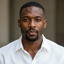 realistic black man with white shirt