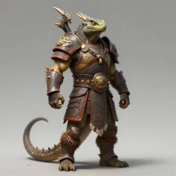 tribal lizardman warrior full body concept, lizard head, dragon head, wearing tribal armor, beksinski