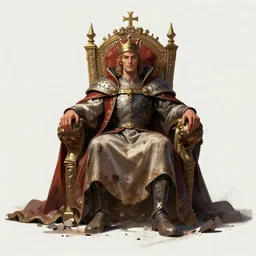 aesthetic digital illustration of a fallen king, by anne stokes | dirty royal robes, broken throne, character concept, concept art, unreal engine, finalrender, centered, deviantart, artgerm