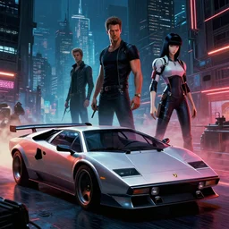 michael garmash render of a cyberpunk city, cyberpunk car lamborgini counatch, blade runner style, visual byoperator roger deakins, by neill blomkamp, elysium and altered carbon style, extreamly detailed, by ghost in the shell, by mamoru oshii