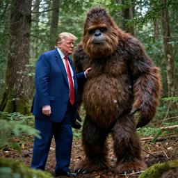 donald trump getting pegged by sasquatch in the middle of the forest