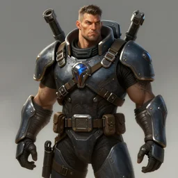 Portrait of a man by Greg Rutkowski, a half orc marine with short hair, tall and strong, heroic attitude, wearing tactical gear, highly detailed portrait, scifi, MMORPG, digital painting, artstation, concept art, smooth, sharp foccus ilustration, Artstation HQ