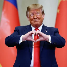 donald trump doing the korean finger heart