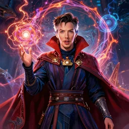 margot robbie as doctor strange, colorful spells, fantasy art, in the style of Fernando Juarez, illustration, epic art, fantasy, intricate, elgant, amazing detail, digital painting, artstation, concept art, smooth, sharp focus
