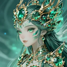 emerald elemental, magnificent, close up, details, sharp focus, elegant, highly detailed, illustration, by Jordan Grimmer and greg rutkowski and PiNe(パイネ) and 薯子Imoko and 香川悠作 and wlop and maya takamura, intricate, beautiful, Trending artstation, pixiv, digital Art