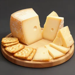 A massive cheese platter with crackers