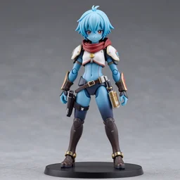 destiny commander zavala, an anime nendoroid of commander zavala, figurine, light blue skin, detailed product photo