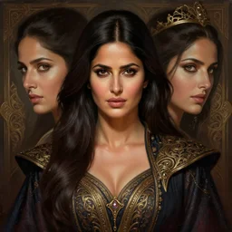head-on centered symmetrical painted portrait, Katrina Kaif as a D&D Mage, intricate fantasy robes, fantasy, intricate, elegant, highly detailed, digital painting, smooth, sharp focus, illustration, dramatic lighting, artstation, in the style of Artgerm and Anna Podedworna and Alex Ross