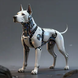 cybernetic dog, concept art, digital painting, trending on artstation, deviantart, epic composition, extremely detailed, volumetric lighting, masterpiece, octane render