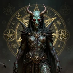 portre of a psyschonaut demon, masonic and kabalistic symbols in background, digital art, ultra detailed, 4K