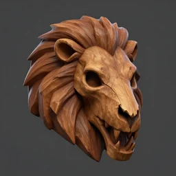 brown wooden festeroot lion skull treant head, stylized stl, 3 d render, activision blizzard style, hearthstone style, darksiders art style, greg rutkowski style