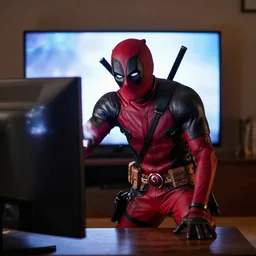 deadpool trying to break into your room through the tv screen
