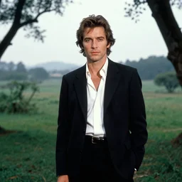 a portrait of a character in a scenic environment by Helmut Newton
