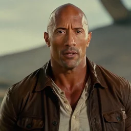 Film still close-up shot of Dwayne Johnson as Indiana Jones in the movie Raiders of the Lost Ark. Photographic, photography