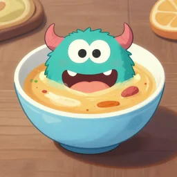 a bowl of soup monster