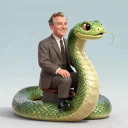 Lyndon B Johnson riding a jumbo snake, digital art