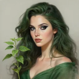 a beautiful painting of professor poison ivy, botany, dark eyeliner, intricate, elegant, highly detailed, digital painting, artstation, concept art, matte, sharp focus, illustration, art by rebecca guay and by arthur rackham and by alphonse mucha and by john william waterhouse