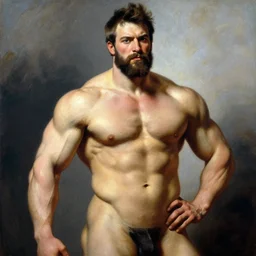 muscular gigachad, painting by gaston bussiere, craig mullins, j. c. leyendecker