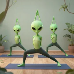 aliens doing yoga