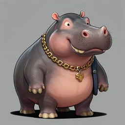 highly detailed illustration cartoon of a hip hop hippopotamus, artstation 4 k