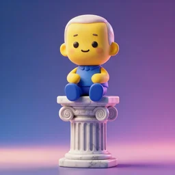 cute colorful joe biden sitting on the top of a roman column pillar made of marble, octane render, 4 k, cinematic lighting, gradient lighting