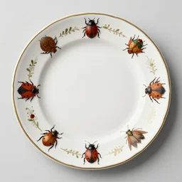 fancy dinner plate decorated with bugs and insects. highly detailed
