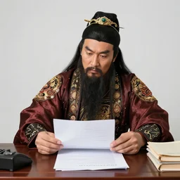 genghis khan doing his taxes, photoshoot